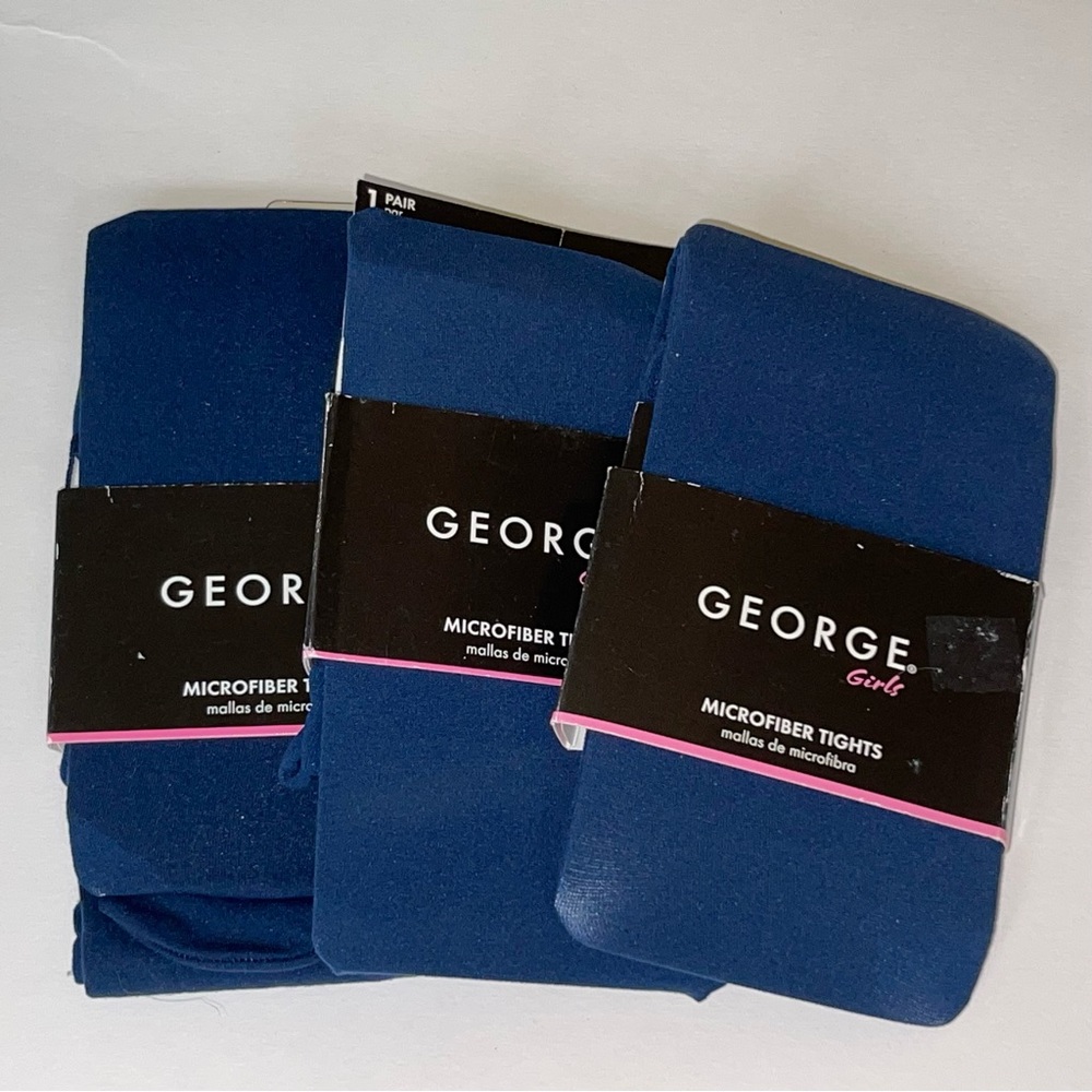 George Set of 3 Blue Microfiber Tights, Size 4-6